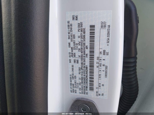 Продажа на аукционе авто 2022 Ford Escape Se, vin: 1FMCU9G62NUA62981, номер лота: 46174885
