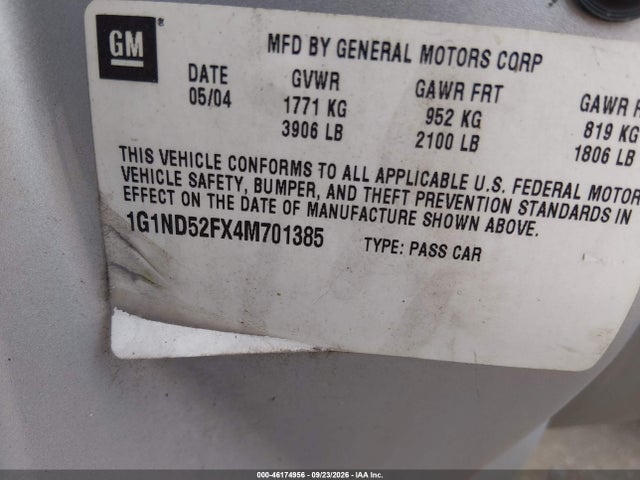 2004 Chevrolet Classic მანქანა იყიდება აუქციონზე, vin: 1G1ND52FX4M701385, აუქციონის ნომერი: 46174956