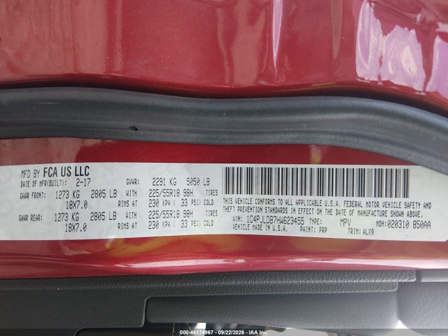 2017 Jeep Cherokee High Altitude Fwd მანქანა იყიდება აუქციონზე, vin: 1C4PJLDB7HW623455, აუქციონის ნომერი: 46174967