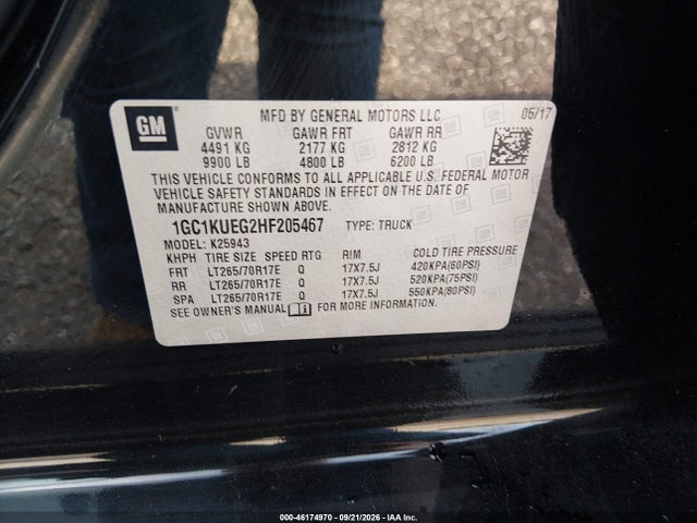 46174970 :رقم المزاد ، 1GC1KUEG2HF205467 vin ، 2017 Chevrolet Silverado 2500hd Wt مزاد بيع