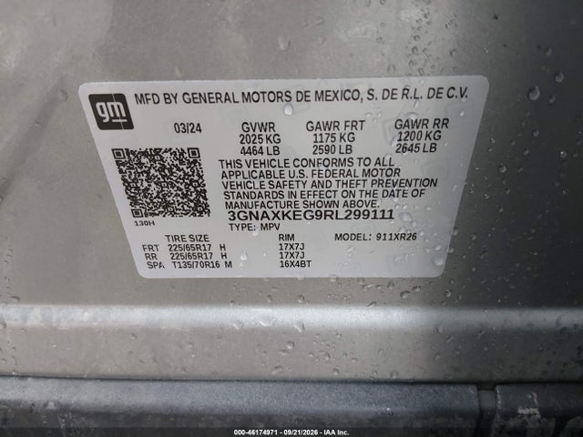 Продажа на аукционе авто 2024 Chevrolet Equinox Fwd Lt, vin: 3GNAXKEG9RL299111, номер лота: 46174971