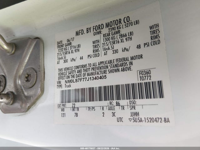 Продажа на аукционе авто 2018 Ford Transit Connect Xlt, vin: NM0LS7F77J1340405, номер лота: 46175027