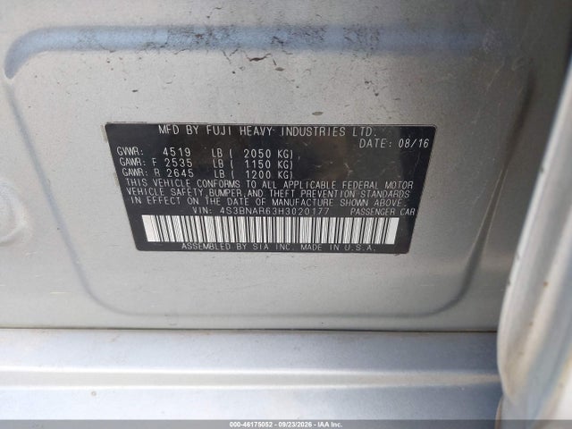 Продаж на аукціоні авто 2017 Subaru Legacy 2.5i Sport, vin: 4S3BNAR63H3020177, номер лоту: 46175052