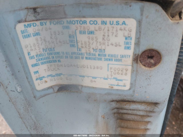 46175095 :رقم المزاد ، 1FTBR10A4EUD11380 vin ، 1984 Ford Ranger مزاد بيع