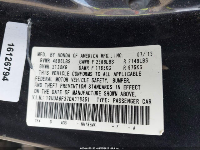 Продаж на аукціоні авто 2013 Acura Tl 3.5 Special Edition, vin: 19UUA8F37DA018351, номер лоту: 46175135