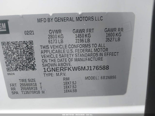 Продажа на аукционе авто 2021 Chevrolet Traverse Ls, vin: 1GNERFKW6MJ176588, номер лота: 46175150