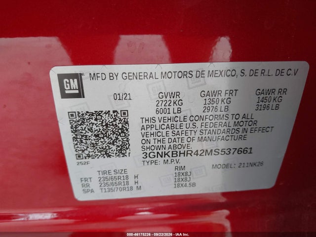 Aukcja sprzedaży 2021 Chevrolet Blazer Awd 2lt, vin: 3GNKBHR42MS537661, numer aukcji: 46175226