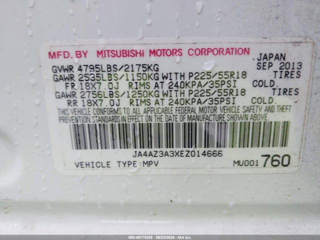 Aukcja sprzedaży 2014 Mitsubishi Outlander Se, vin: JA4AZ3A3XEZ014666, numer aukcji: 46175255