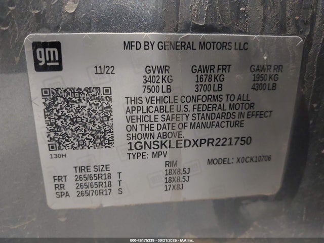 Aukcja sprzedaży 2023 Chevrolet Tahoe 4wd Commercial Fleet, vin: 1GNSKLEDCPR221750, numer aukcji: 46175339