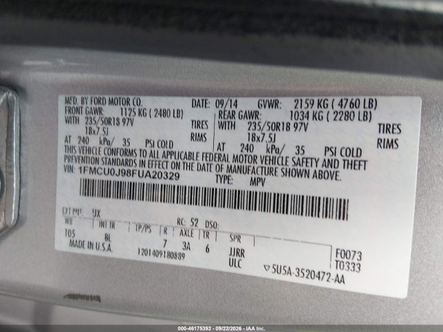 Ford Escape Titanium 2015 1FMCU0J98FUA20329 Image 9