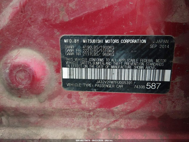 Продаж на аукціоні авто 2015 Mitsubishi Lancer Se, vin: JA32V2FW7FU005391, номер лоту: 46175478