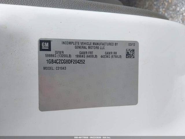 46175508 :رقم المزاد ، 1GB4CZCG8DF204252 vin ، 2013 Chevrolet Silverado 3500hd Chassis Work Truck مزاد بيع