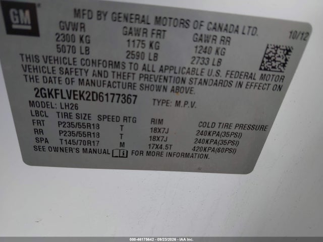Продажа на аукционе авто 2013 Gmc Terrain Slt-1, vin: 2GKFLVEK2D6177367, номер лота: 46175642