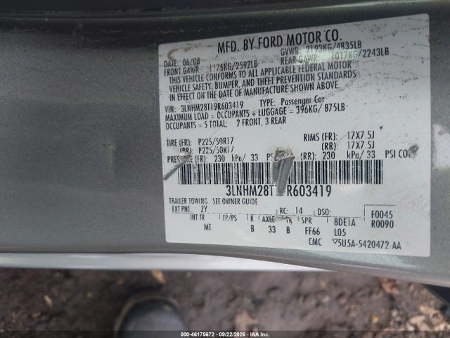 Aukcja sprzedaży 2009 Lincoln Mkz, vin: 3LNHM28T19R603419, numer aukcji: 46175672