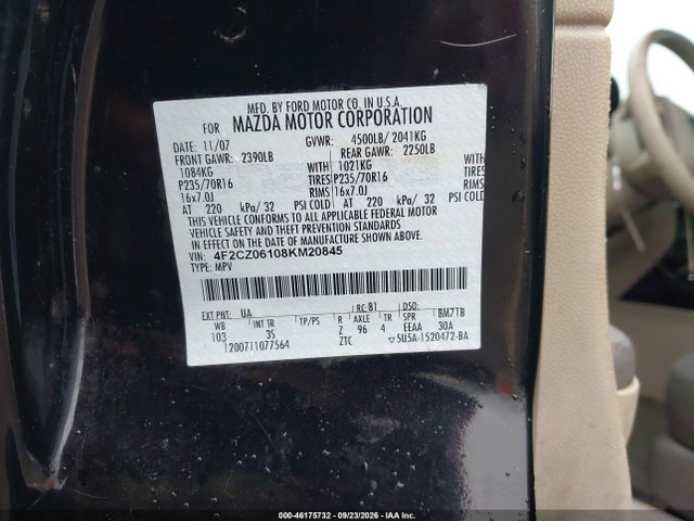Продаж на аукціоні авто 2008 Mazda Tribute S Sport, vin: 4F2CZ06108KM20845, номер лоту: 46175732