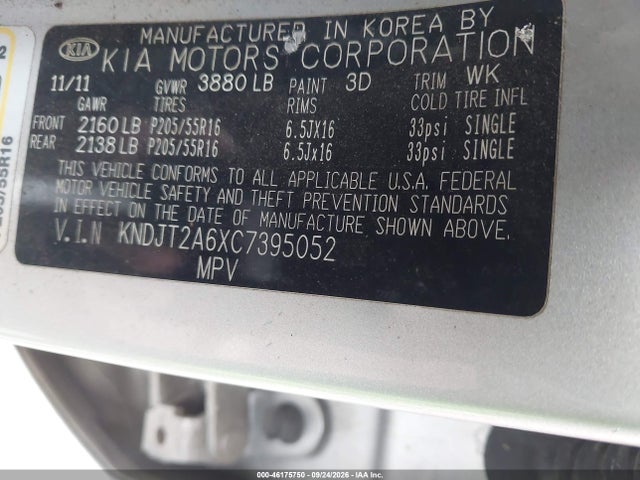 Aukcja sprzedaży 2012 Kia Soul +, vin: KNDJT2A6XC7395052, numer aukcji: 46175750
