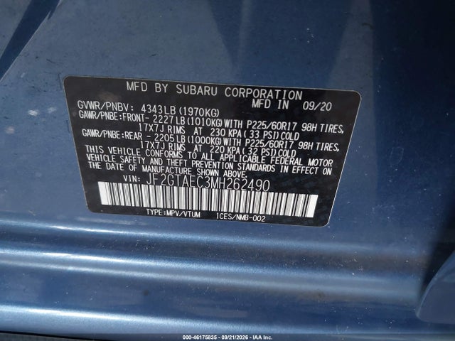 Продажа на аукционе авто 2021 Subaru Crosstrek Premium, vin: JF2GTAEC3MH262490, номер лота: 46175835