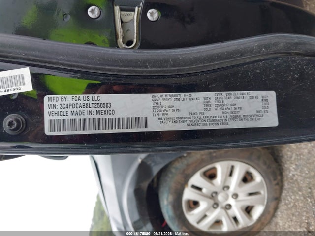 2020 Dodge Journey Se Value მანქანა იყიდება აუქციონზე, vin: 3C4PDCAB8LT250503, აუქციონის ნომერი: 46175880