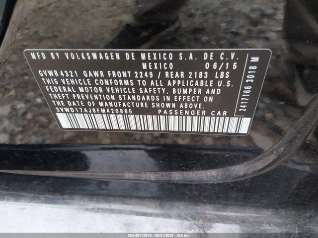 Продаж на аукціоні авто 2015 Volkswagen Jetta 1.8t Sport, vin: 3VWD17AJ8FM420865, номер лоту: 46175975