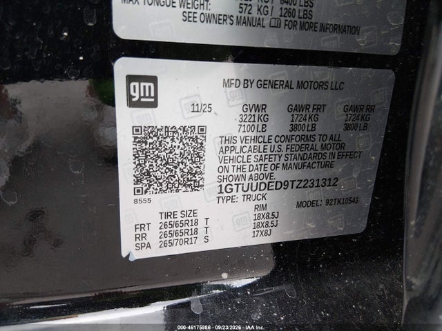 46175986 :رقم المزاد ، 1GTUUDED9TZ231312 vin ، 2026 Gmc Sierra 1500 , Short Bed, Slt, 4wd مزاد بيع