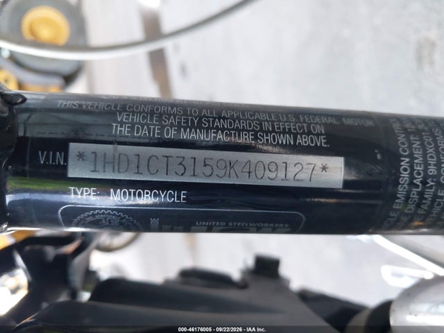 46176005 :رقم المزاد ، 1HD1CT3159K409127 vin ، 2009 Harley-davidson Xl1200 C مزاد بيع