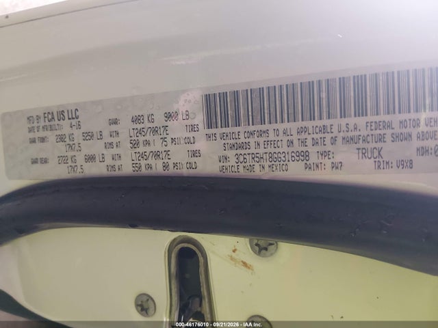 46176010 :رقم المزاد ، 3C6TR5HT8GG316998 vin ، 2016 Ram 2500 Tradesman مزاد بيع
