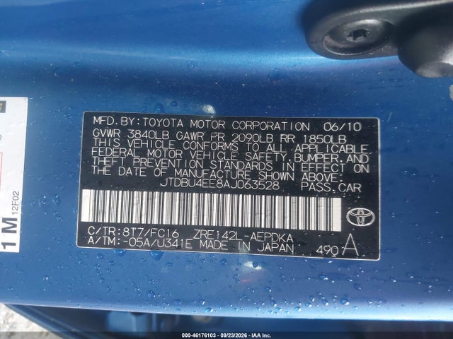 Aukcja sprzedaży 2010 Toyota Corolla Le, vin: JTDBU4EE8AJ063528, numer aukcji: 46176103
