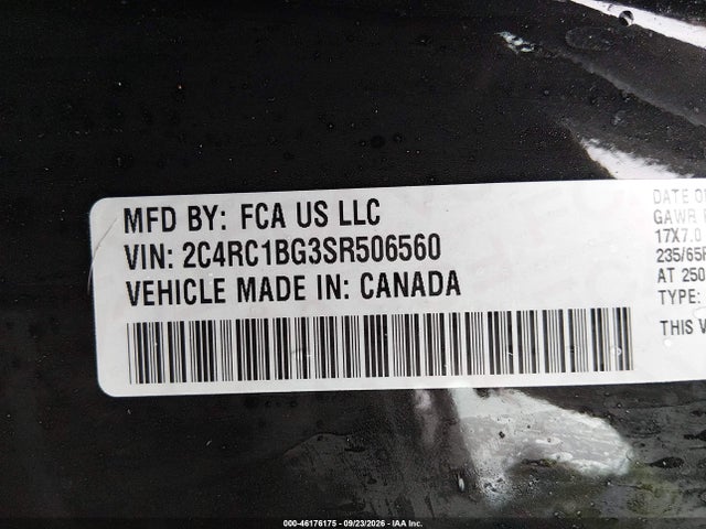 46176175 :رقم المزاد ، 2C4RC1BG3SR506560 vin ، 2025 Chrysler Pacifica Select مزاد بيع