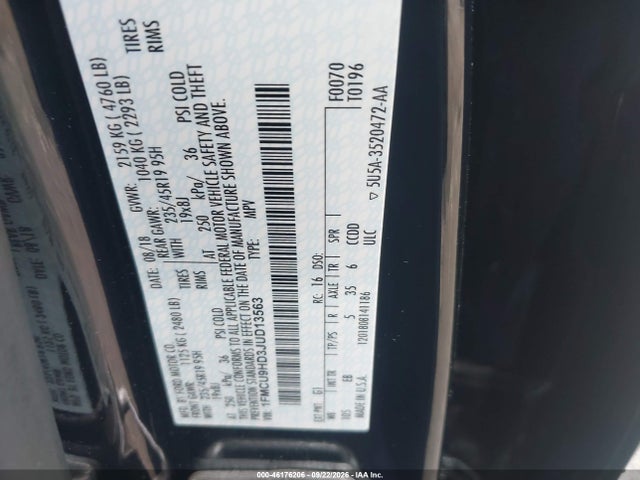 Ford ESCAPE SEL 2018 1FMCU9HD3JUD13563 Image 9