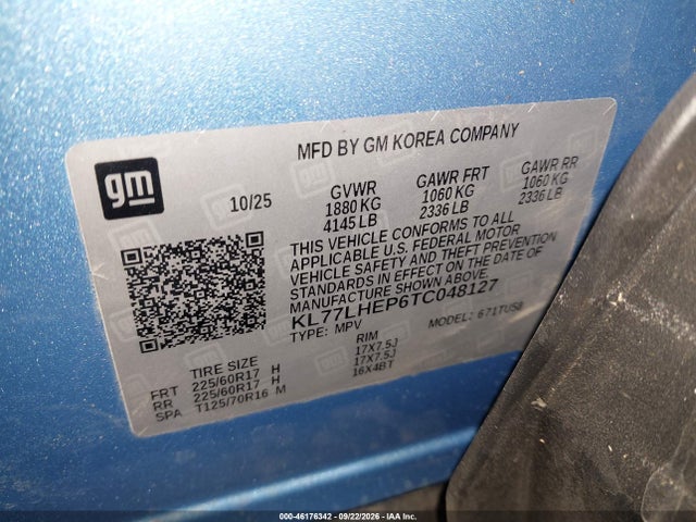 46176342 :رقم المزاد ، KL77LHEP6TC048127 vin ، 2026 Chevrolet Trax Fwd Lt مزاد بيع