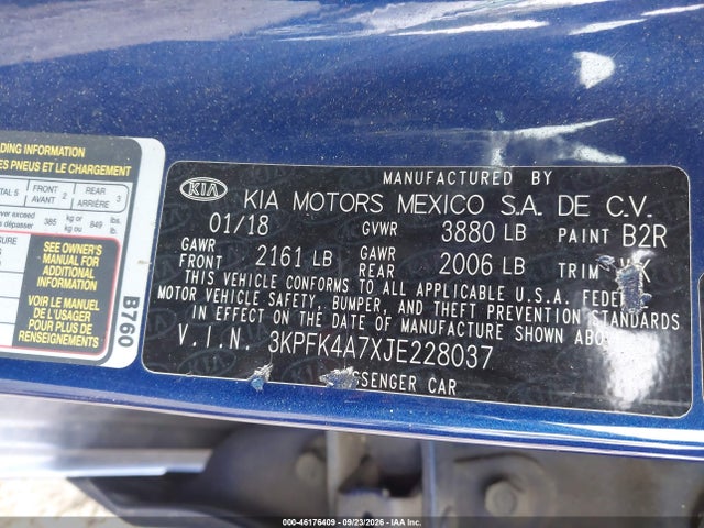 Aukcja sprzedaży 2018 Kia Forte Lx, vin: 3KPFK4A7XJE228037, numer aukcji: 46176409