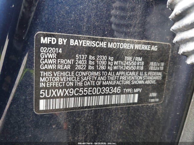 Aukcja sprzedaży 2014 Bmw X3 Xdrive28i, vin: 5UXWX9C55E0D39346, numer aukcji: 46176416