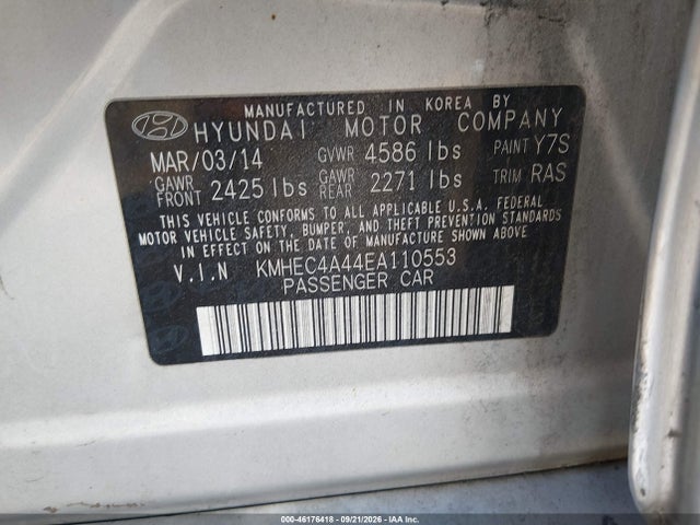 Aukcja sprzedaży 2014 Hyundai Sonata Hybrid Limited, vin: KMHEC4A44EA110553, numer aukcji: 46176418