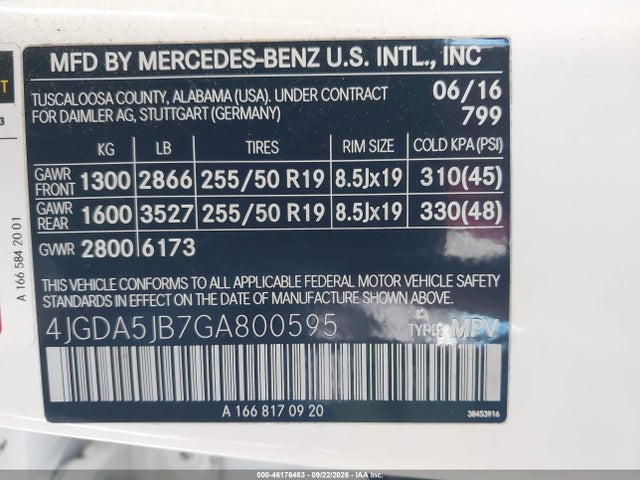4JGDA5JB7GA800595 Mercedes-Benz GLE 350