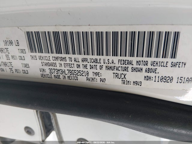 46176471 :رقم المزاد ، 3D73M3HL7BG525210 vin ، 2011 Ram Ram 3500 Slt مزاد بيع