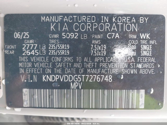 Aukcja sprzedaży 2026 Kia Sportage Hybrid X-line, vin: KNDPVDDG5T7276748, numer aukcji: 46176546