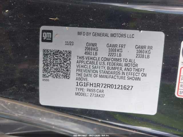 2024 Chevrolet Camaro Rwd  2ss მანქანა იყიდება აუქციონზე, vin: 1G1FH1R72R0121627, აუქციონის ნომერი: 46176607