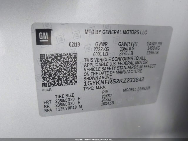 Продаж на аукціоні авто 2019 Cadillac Xt5 Premium Luxury, vin: 1GYKNFRS2KZ233842, номер лоту: 46176665