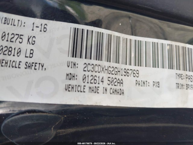 Aukcja sprzedaży 2016 Dodge Charger Sxt, vin: 2C3CDXHG2GH196769, numer aukcji: 46176879