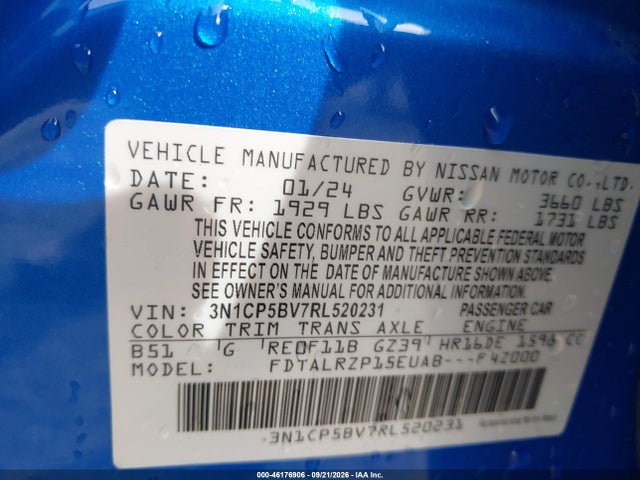 Продажа на аукционе авто 2024 Nissan Kicks S Xtronic Cvt, vin: 3N1CP5BV7RL520231, номер лота: 46176906