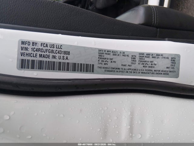 Aukcja sprzedaży 2020 Dodge Durango Pursuit Awd, vin: 1C4RDJFG8LC431808, numer aukcji: 46176958