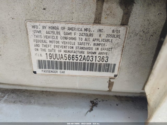 Продаж на аукціоні авто 2002 Acura Tl 3.2, vin: 19UUA56652A031363, номер лоту: 46176995