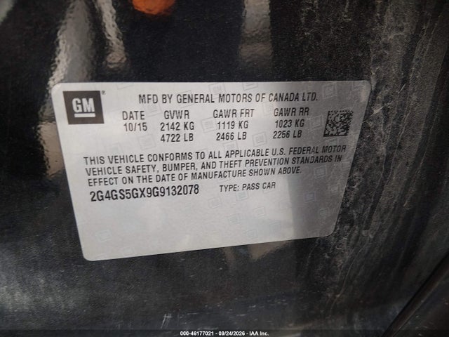 46177021 :رقم المزاد ، 2G4GS5GX9G9132078 vin ، 2016 Buick Regal Turbo Premium Ii مزاد بيع