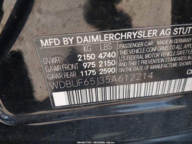 46177107 :رقم المزاد ، WDBUF65J35A612214 vin ، 2005 Mercedes-benz E 320 مزاد بيع