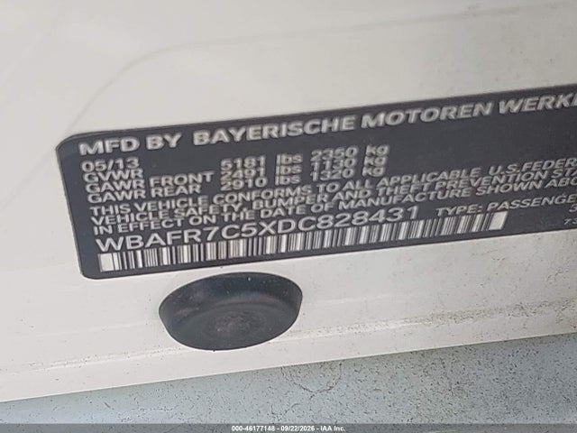 46177148 :رقم المزاد ، WBAFR7C5XDC828431 vin ، 2013 Bmw 535i مزاد بيع