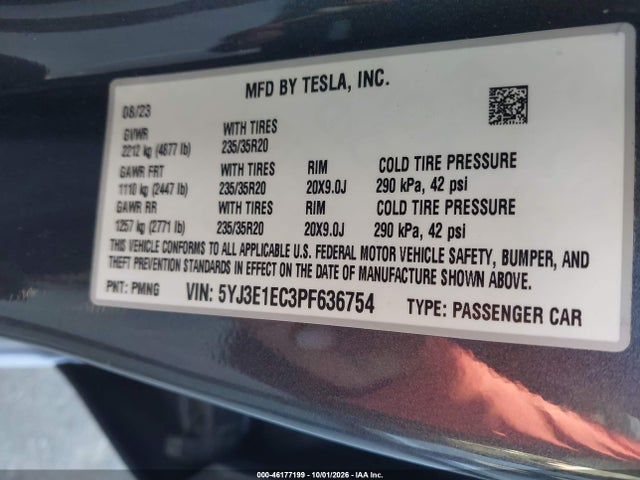 5YJ3E1EC3PF636754 Tesla Model 3 Performance Dual Motor All-wheel Drive