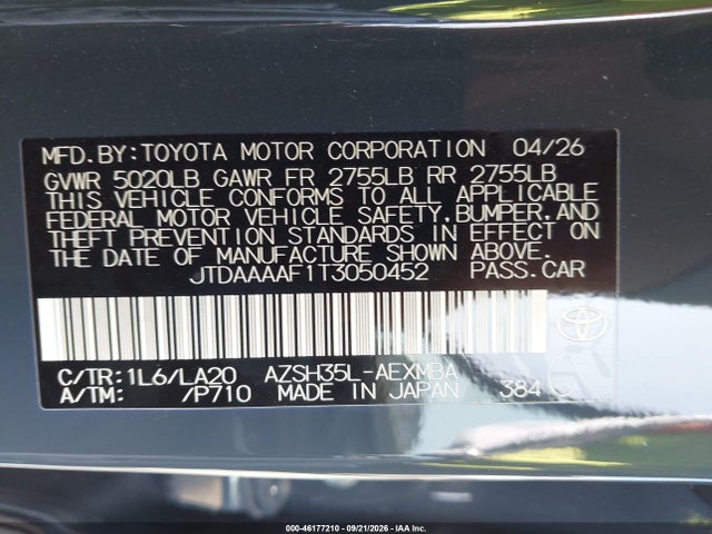Toyota Crown Xle 2026 JTDAAAAF1T3050452 Image 9