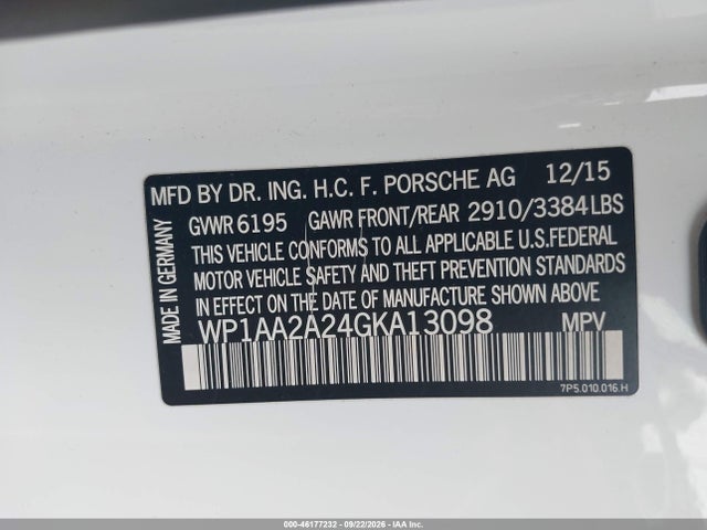 Porsche Cayenne 2016 WP1AA2A24GKA13098 Image 9