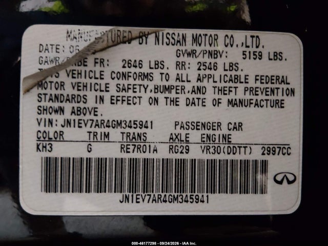 Aukcja sprzedaży 2016 Infiniti Q50 3.0t Premium, vin: JN1EV7AR4GM345941, numer aukcji: 46177298