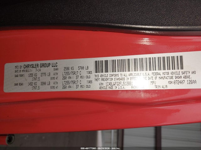 Продаж на аукціоні авто 2015 Jeep Wrangler Unlimited Rubicon Hard Rock, vin: 1C4BJWFG2FL512881, номер лоту: 46177360